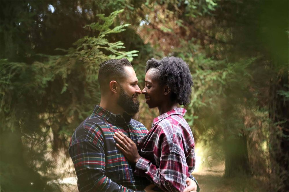 A happy couple together outdoors